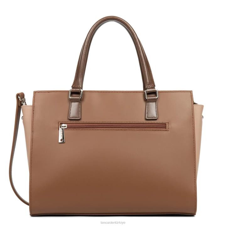 kadınlar büyük taşıma çantası pürüzsüz vison-çıplak fonce-marron Lancaster Paris çanta H0LP3158