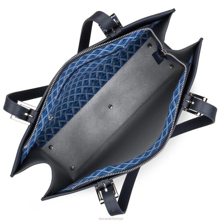 kadınlar büyük taşıma çantası pur & element city bleu fonce-in-argent Lancaster Paris çanta H0LP4175