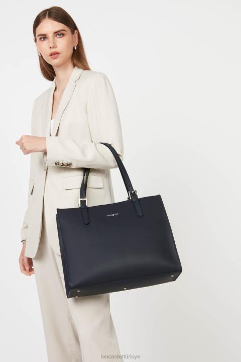 kadınlar büyük taşıma çantası pur & element city bleu fonce-in-argent Lancaster Paris çanta H0LP4175