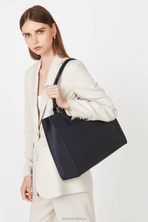 kadınlar büyük taşıma çantası pur & element city bleu fonce-in-argent Lancaster Paris çanta H0LP4175