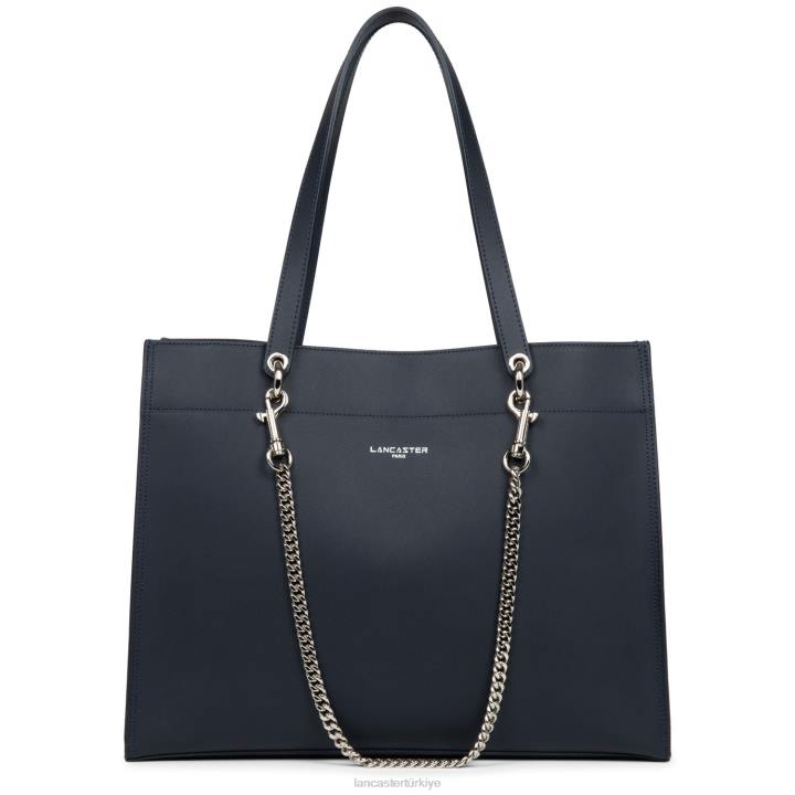 kadınlar büyük taşıma çantası pur & element city bleu fonce-in-argent Lancaster Paris çanta H0LP4179