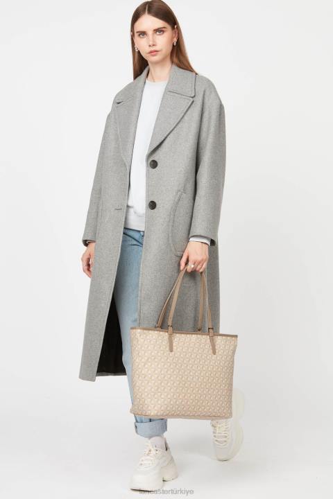 kadınlar büyük taşıma çantası simgesi bej Lancaster Paris çanta H0LP2517