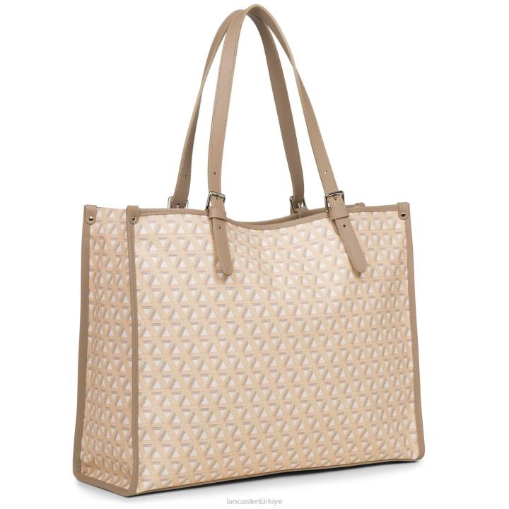 kadınlar büyük taşıma çantası simgesi bej Lancaster Paris çanta H0LP3878