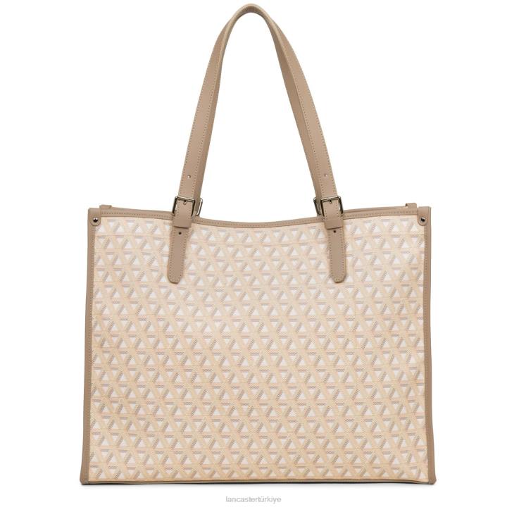 kadınlar büyük taşıma çantası simgesi bej Lancaster Paris çanta H0LP3878