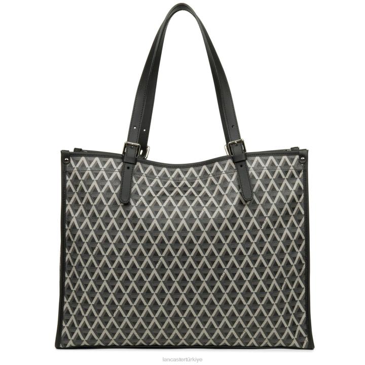 kadınlar büyük taşıma çantası simgesi kara Lancaster Paris çanta H0LP3875
