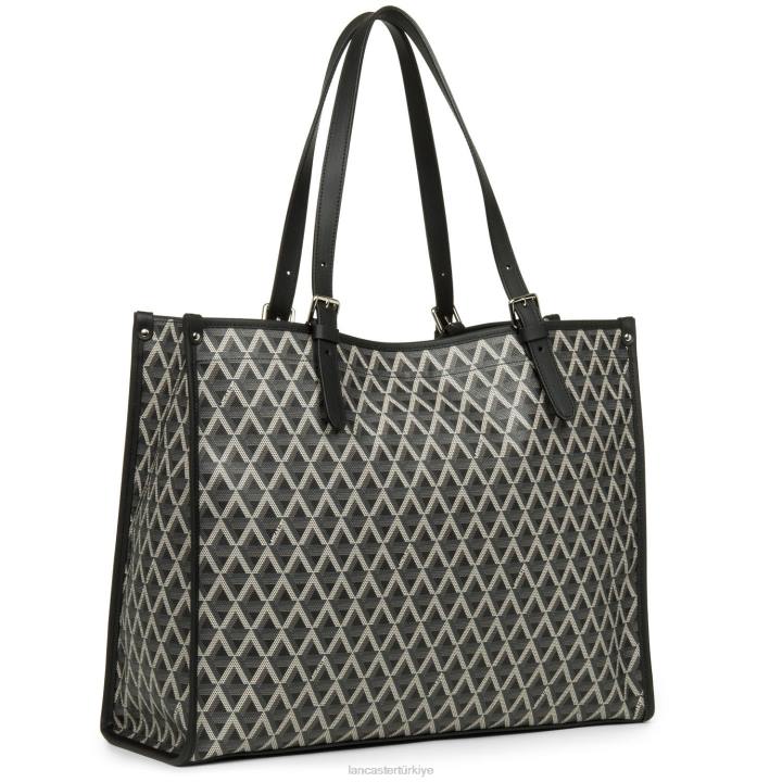 kadınlar büyük taşıma çantası simgesi kara Lancaster Paris çanta H0LP3875