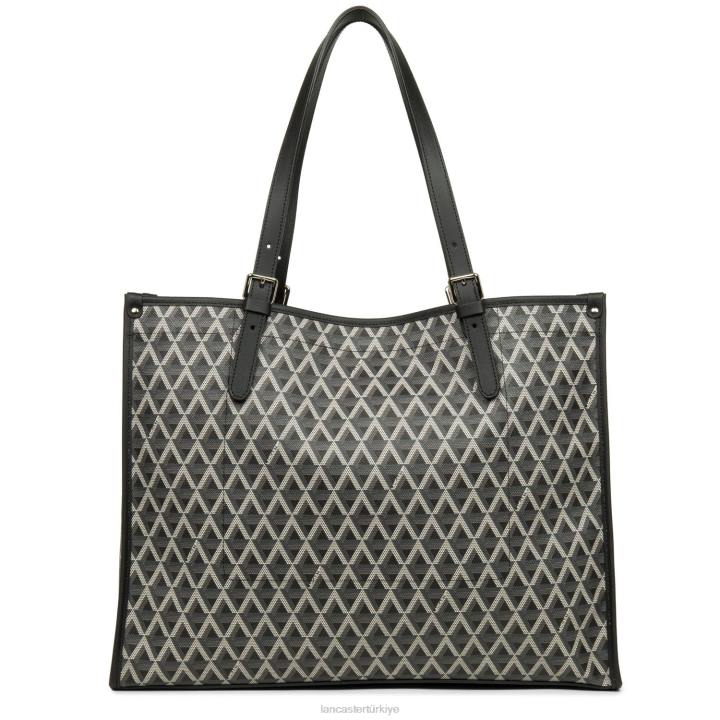 kadınlar büyük taşıma çantası simgesi kara Lancaster Paris çanta H0LP3875