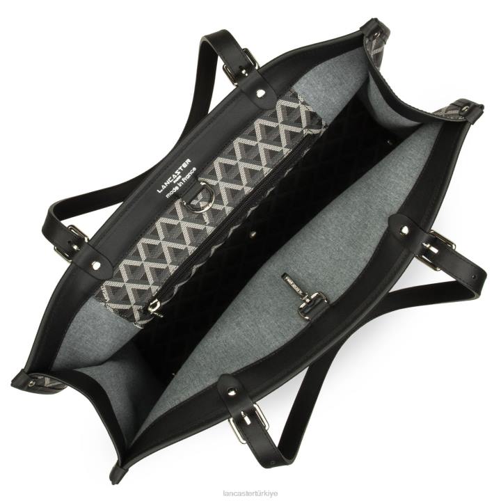 kadınlar büyük taşıma çantası simgesi kara Lancaster Paris çanta H0LP3875