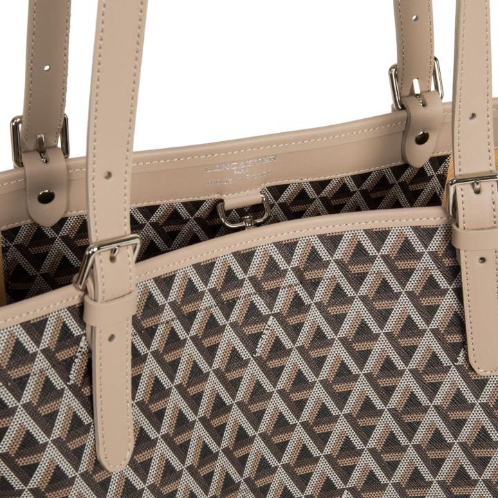 kadınlar büyük taşıma çantası simgesi kestane rengi çıplak Lancaster Paris çanta H0LP3880