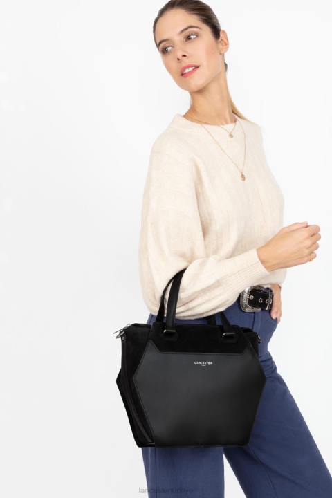 kadınlar büyük tote çanta pürüzsüz dantelli kara Lancaster Paris çanta H0LP3521