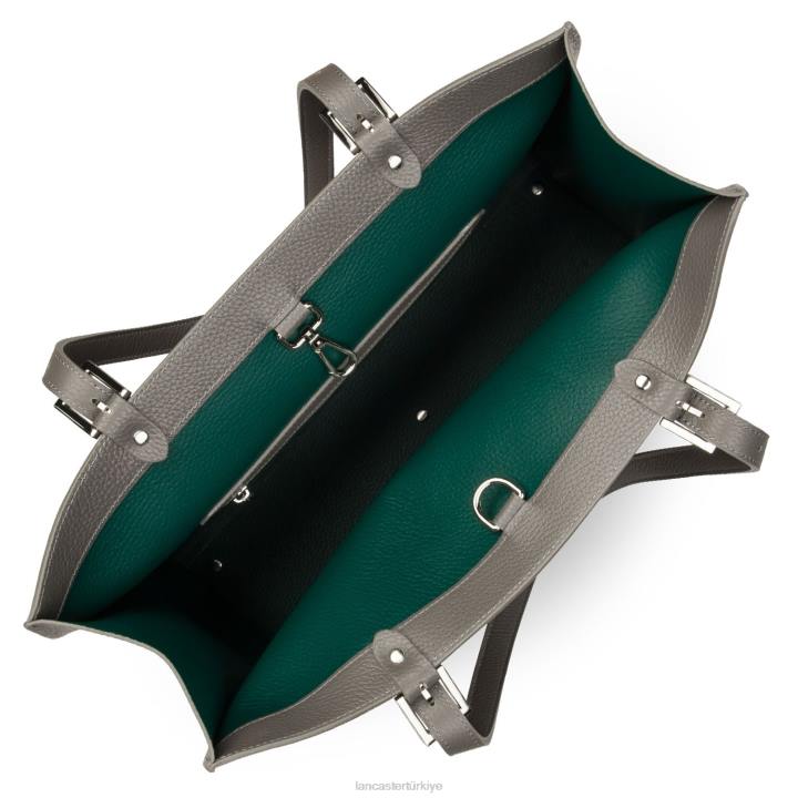 kadınlar ekstra büyük taşıma çantası foulonne çift kişilik gris-in-vert paon Lancaster Paris çanta H0LP3817