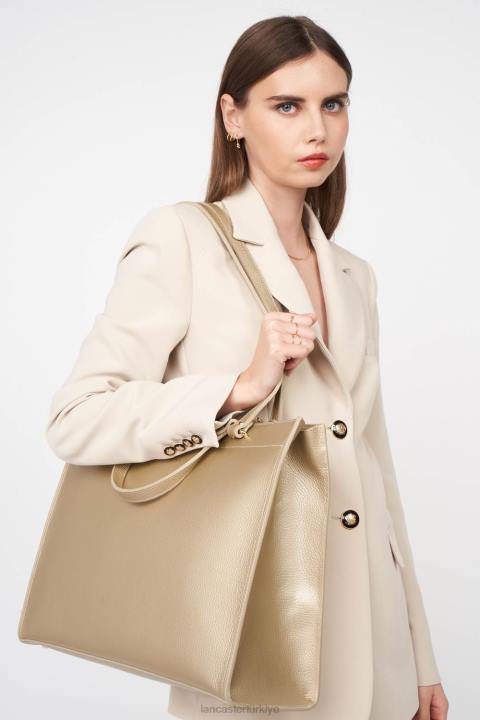 kadınlar ekstra büyük taşıma çantası foulonne çift kişilik çıplak şampanya Lancaster Paris çanta H0LP4522