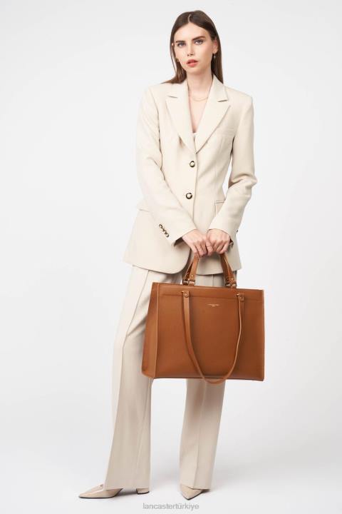 kadınlar ekstra büyük taşıma çantası foulonne çift kişilik turuncu deve Lancaster Paris çanta H0LP4521