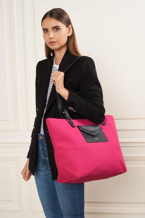 kadınlar ekstra büyük taşıma çantası kanvas bilinçli fuxia Lancaster Paris çanta H0LP4486