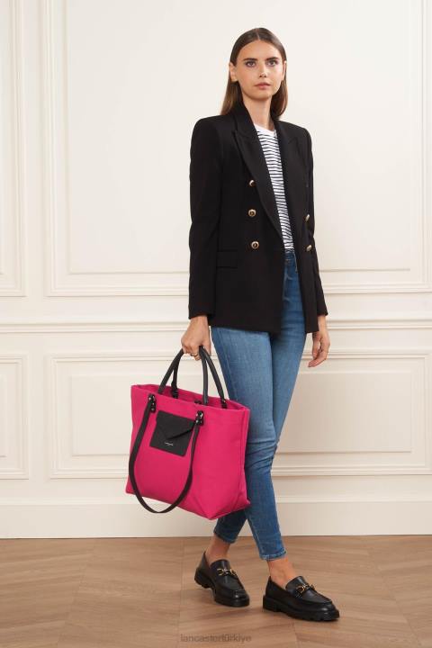 kadınlar ekstra büyük taşıma çantası kanvas bilinçli fuxia Lancaster Paris çanta H0LP4486