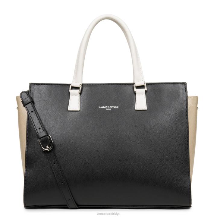 kadınlar kadın çantası Saffiano intemporel noir-şampanya-fildişi Lancaster Paris çanta H0LP3628