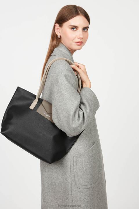 kadınlar m kadın çantası maya noir-taupe-galet gülü Lancaster Paris çanta H0LP2837