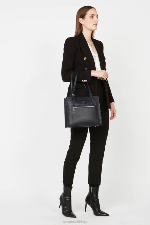 kadınlar m tote çanta faulonne çift kişilik bleu fonce-in-argent Lancaster Paris çanta H0LP2887