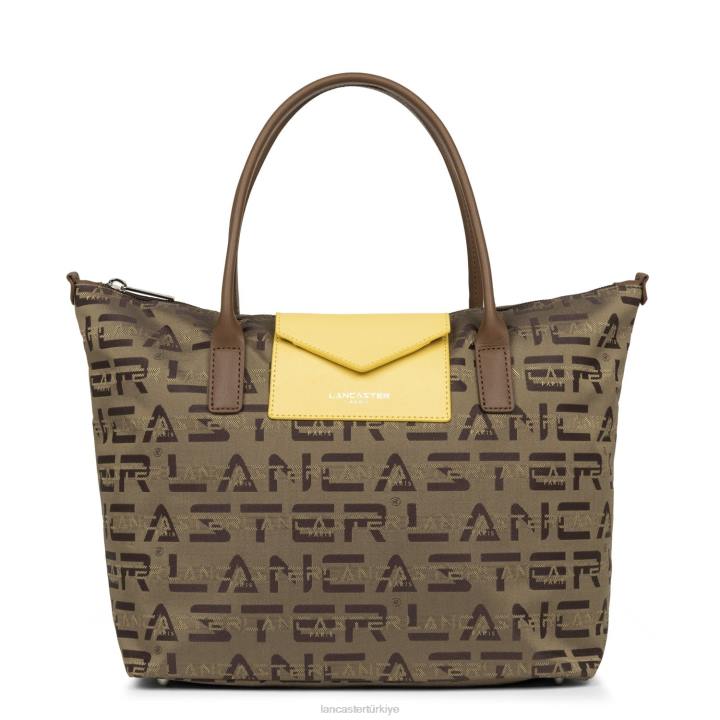 kadınlar m tote çanta logosu kba Marron-Vison-Jaune Lancaster Paris çanta H0LP4504