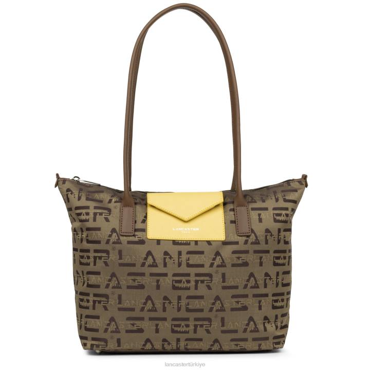 kadınlar m tote çanta logosu kba Marron-Vison-Jaune Lancaster Paris çanta H0LP4509