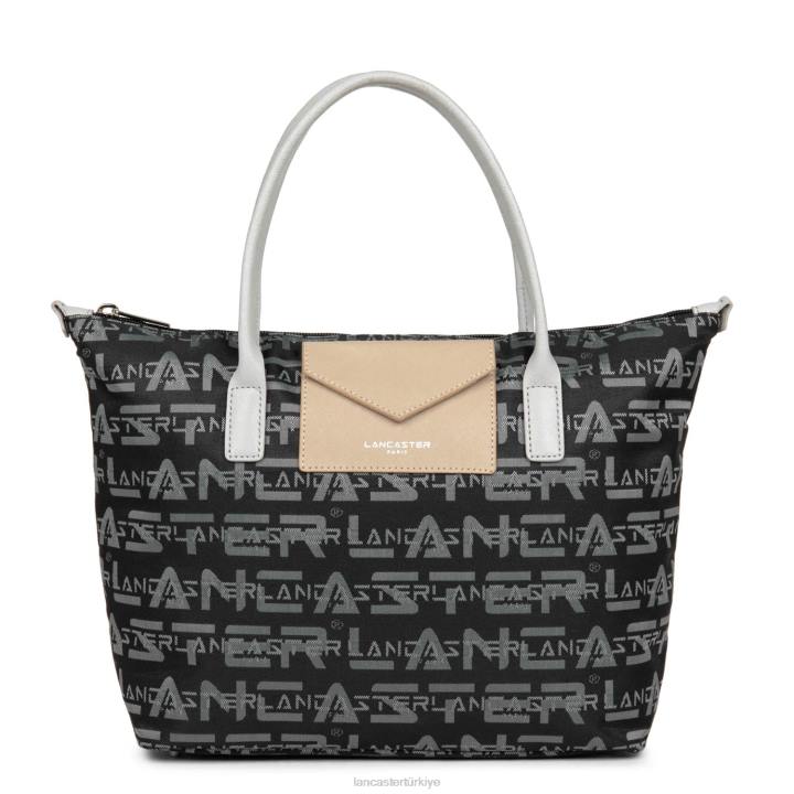 kadınlar m tote çanta logosu kba noir-gris-poudre Lancaster Paris çanta H0LP4505