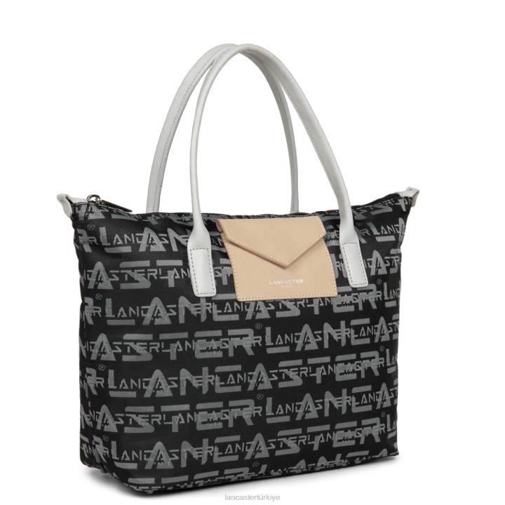 kadınlar m tote çanta logosu kba noir-gris-poudre Lancaster Paris çanta H0LP4505