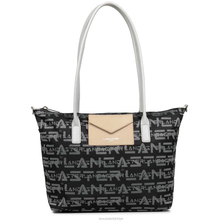 kadınlar m tote çanta logosu kba noir-gris-poudre Lancaster Paris çanta H0LP4510