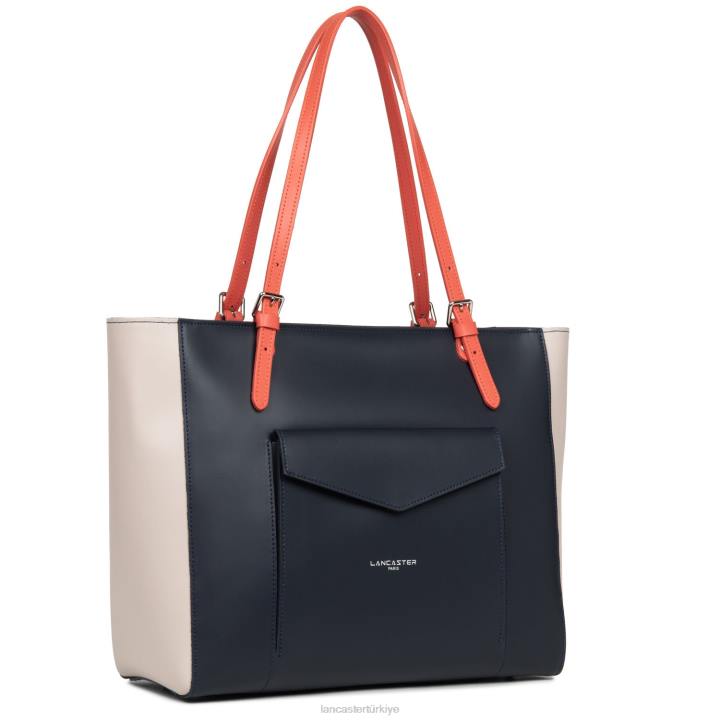 kadınlar taşıma çantası sorunsuz yeni bleu fonce-galet gül macunu Lancaster Paris çanta H0LP3427