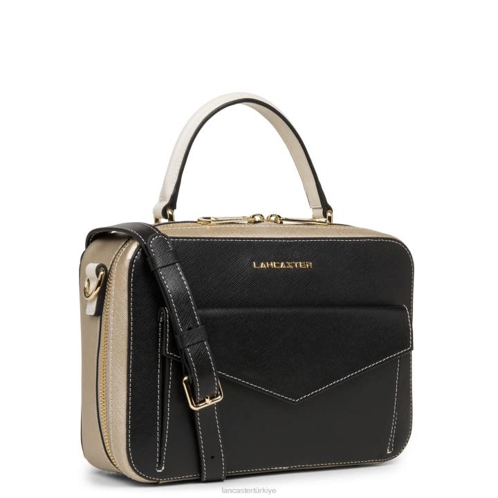 kadınlar çanta Saffiano imzası noir-şampanya-fildişi Lancaster Paris çanta H0LP3449