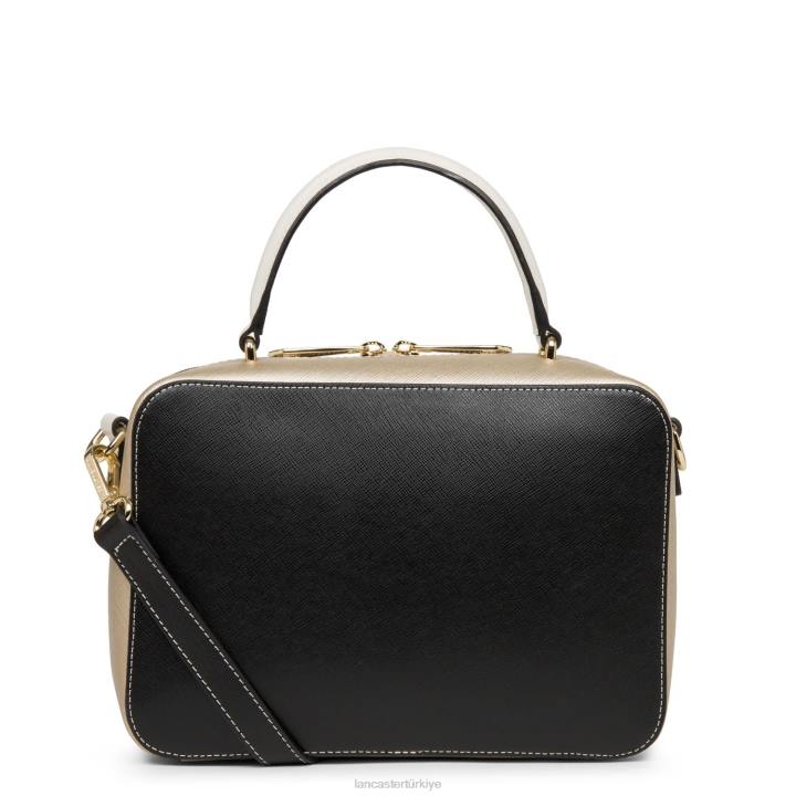 kadınlar çanta Saffiano imzası noir-şampanya-fildişi Lancaster Paris çanta H0LP3449