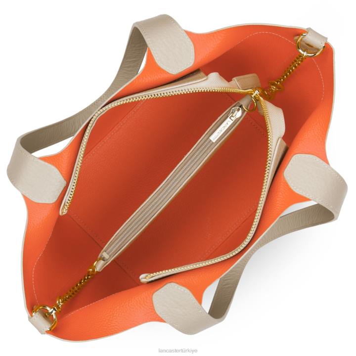 kadınlar çanta foulonne çift turuncu-bej Lancaster Paris çanta H0LP3676