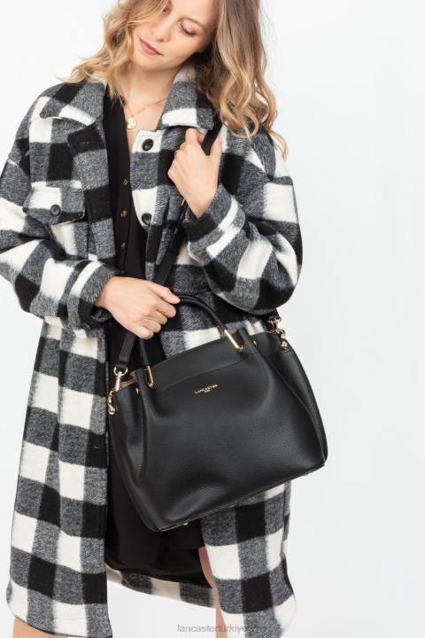 kadınlar büyük çanta foulonne çift noir-in-çıplak Lancaster Paris çanta H0LP2936