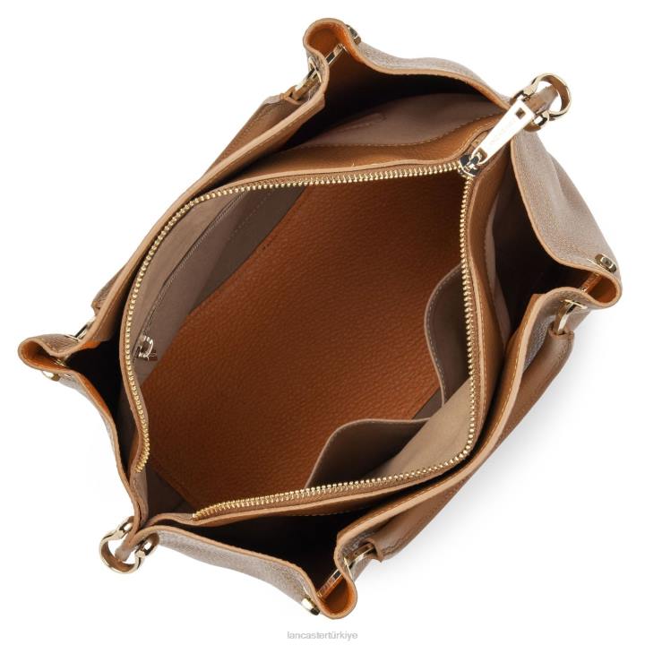 kadınlar büyük çanta foulonne çift turuncu deve Lancaster Paris çanta H0LP2943