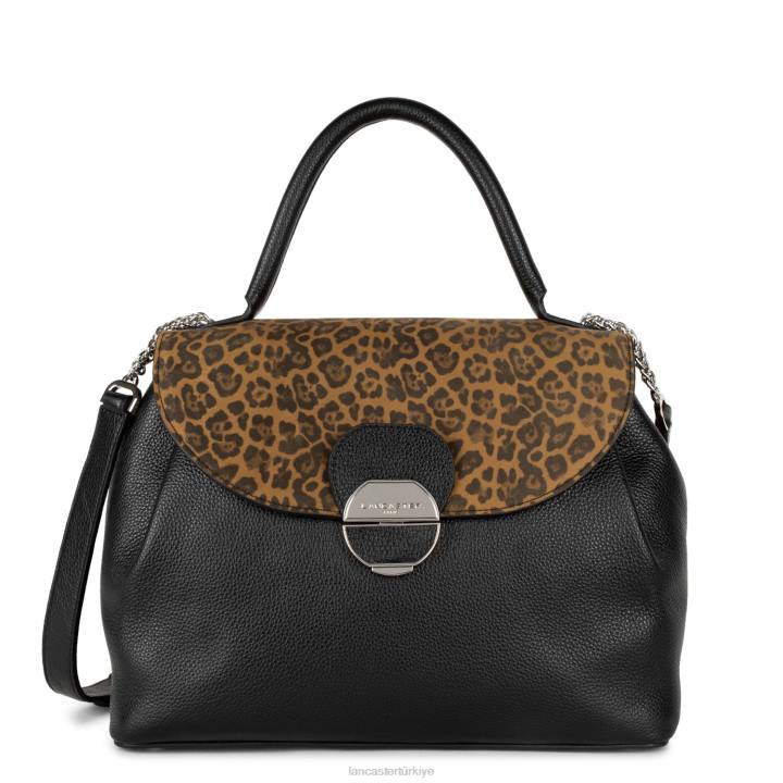 kadınlar büyük çanta pia kara leopar Lancaster Paris çanta H0LP2677