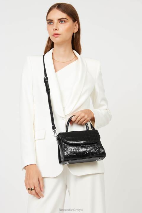 kadınlar küçük çanta egzotik lezard & croco fr kara Lancaster Paris çanta H0LP209