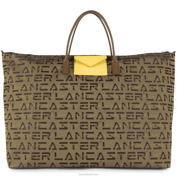 kadınlar hafta sonu çantası logosu kba Marron-Vison-Jaune Lancaster Paris çanta H0LP2861