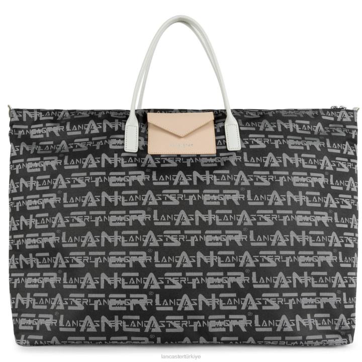 kadınlar hafta sonu çantası logosu kba noir-gris-poudre Lancaster Paris çanta H0LP2862