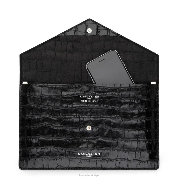 kadınlar debriyaj egzotik timsah kara Lancaster Paris çanta H0LP1165