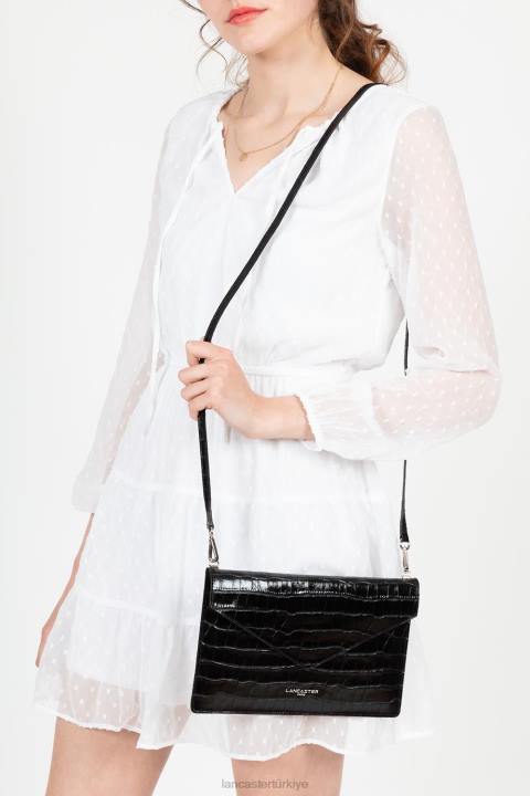 kadınlar debriyaj egzotik timsah kara Lancaster Paris çanta H0LP1165