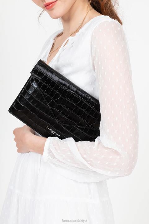 kadınlar debriyaj egzotik timsah kara Lancaster Paris çanta H0LP1165