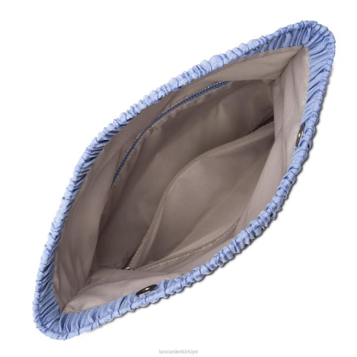 kadınlar debriyaj töreni saten örtü mavi azur Lancaster Paris çanta H0LP1186