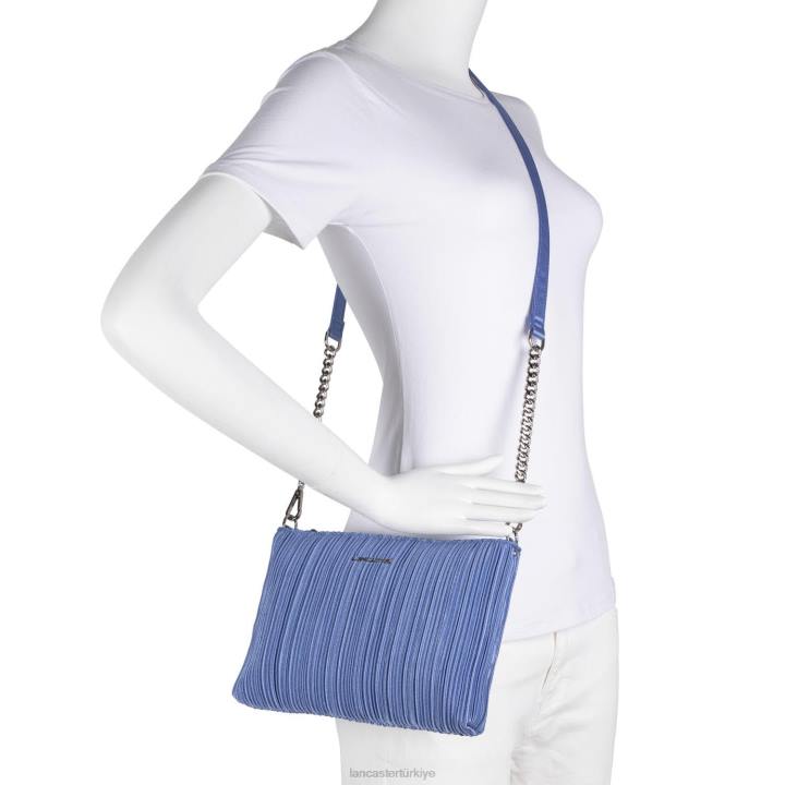 kadınlar debriyaj töreni saten örtü mavi azur Lancaster Paris çanta H0LP1196