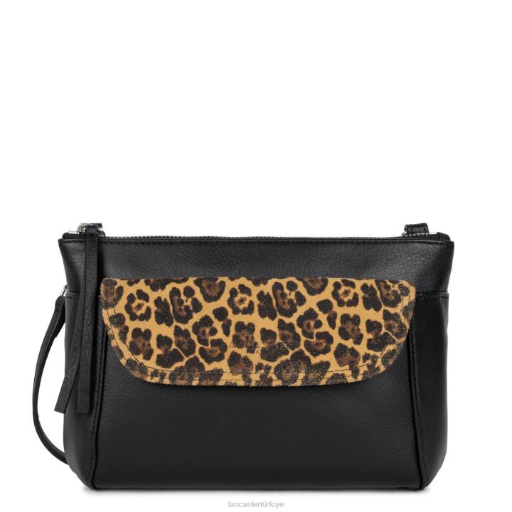 kadınlar debriyaj yumuşak vintage nova kara leopar Lancaster Paris çanta H0LP1103