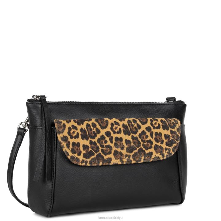 kadınlar debriyaj yumuşak vintage nova kara leopar Lancaster Paris çanta H0LP1103