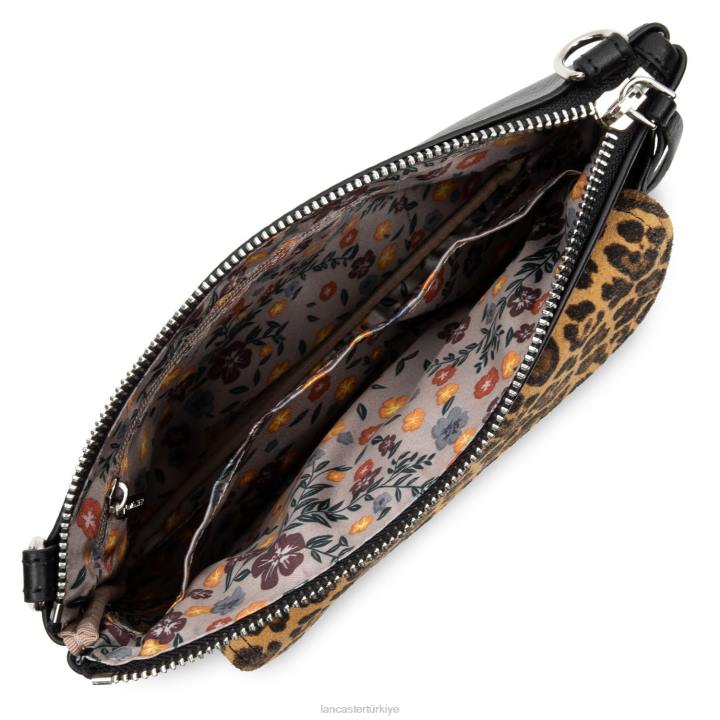 kadınlar debriyaj yumuşak vintage nova kara leopar Lancaster Paris çanta H0LP1103