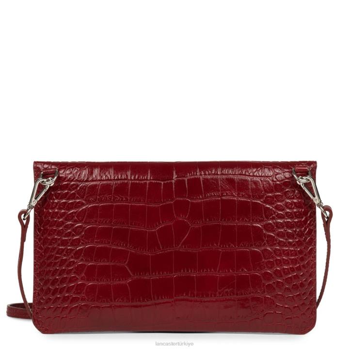 kadınlar egzotik lezard ve timsah fr debriyaj kırmızı Lancaster Paris çanta H0LP1256