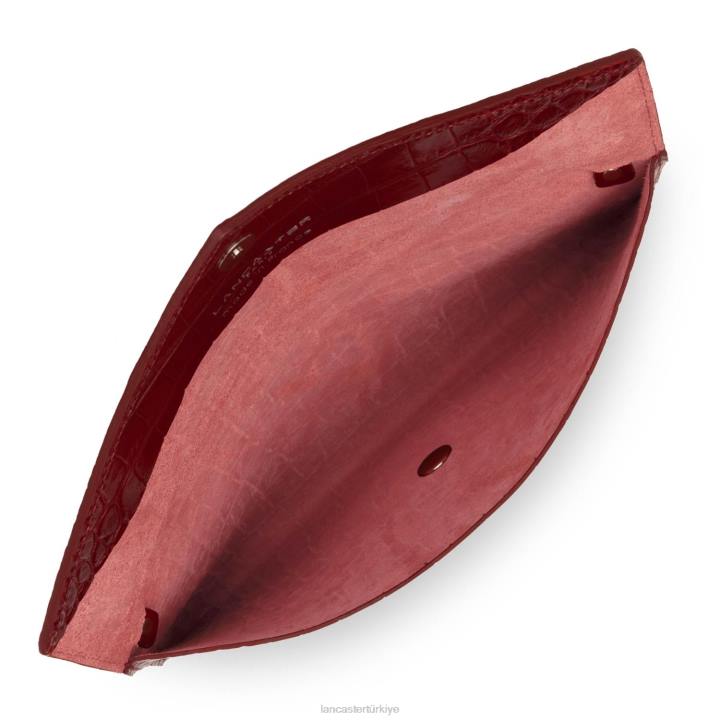 kadınlar egzotik lezard ve timsah fr debriyaj kırmızı Lancaster Paris çanta H0LP1256