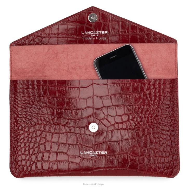 kadınlar egzotik lezard ve timsah fr debriyaj kırmızı Lancaster Paris çanta H0LP1256