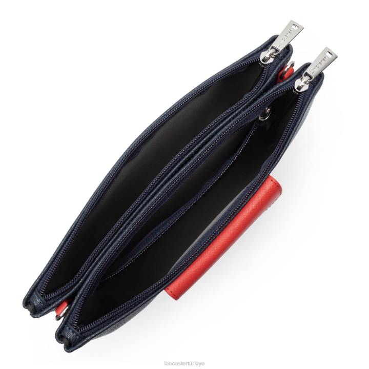 kadınlar çift ​​kavramalı maya bleu fonce-fildişi-corail Lancaster Paris çanta H0LP685