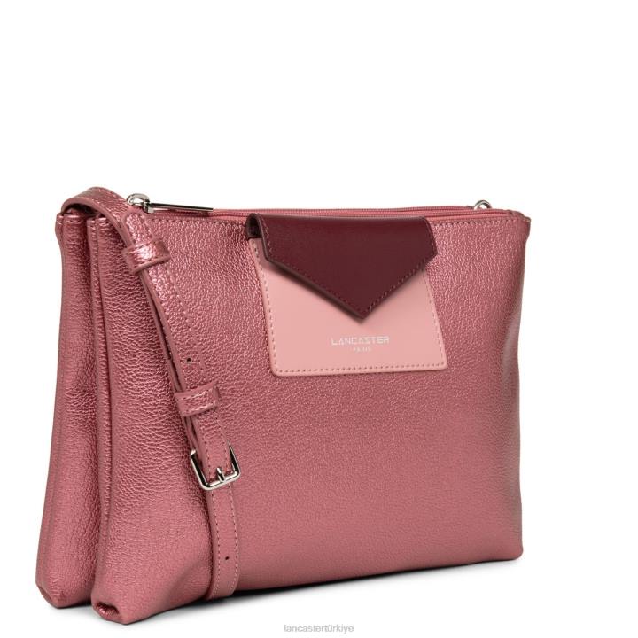 kadınlar çift ​​kavramalı maya hafif Grenat-gül antika-bordo Lancaster Paris çanta H0LP651